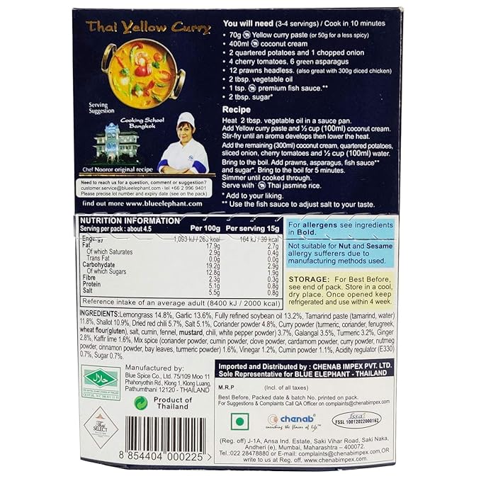 Yellow Curry Paste - Blue Elephant - 70gm