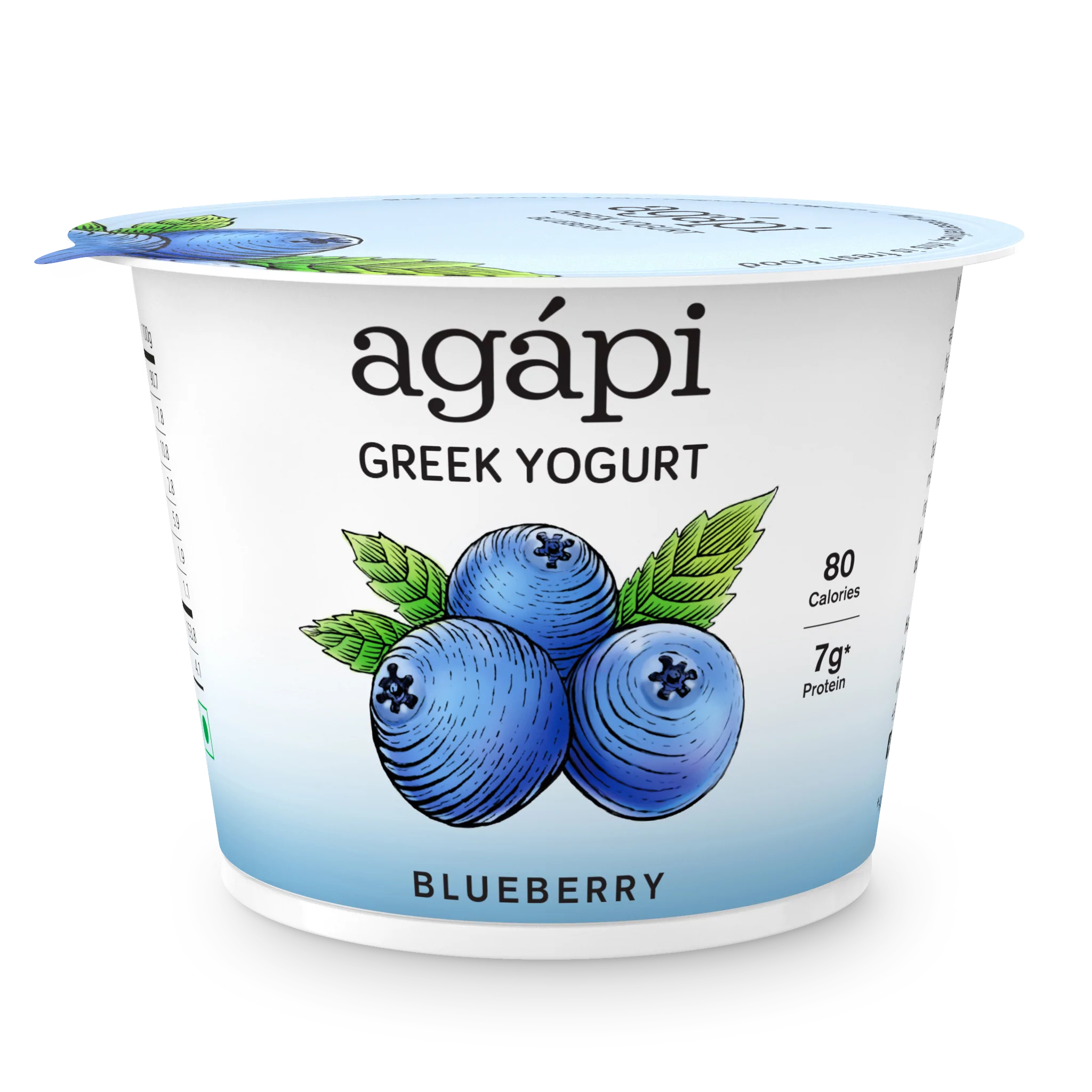 Yogurt | Blueberry Greek - High In Protein, Lowest Added Sugar, No Preservatives, No Colors & No Artificial Ingredients - Agapi - 90gm