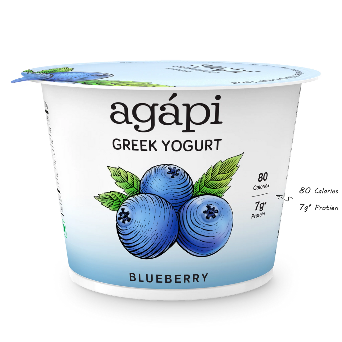 Yogurt | Blueberry Greek  - High In Protein, Lowest Added Sugar, No Preservatives, No Colors & No Artificial Ingredients - Agapi - 90gm