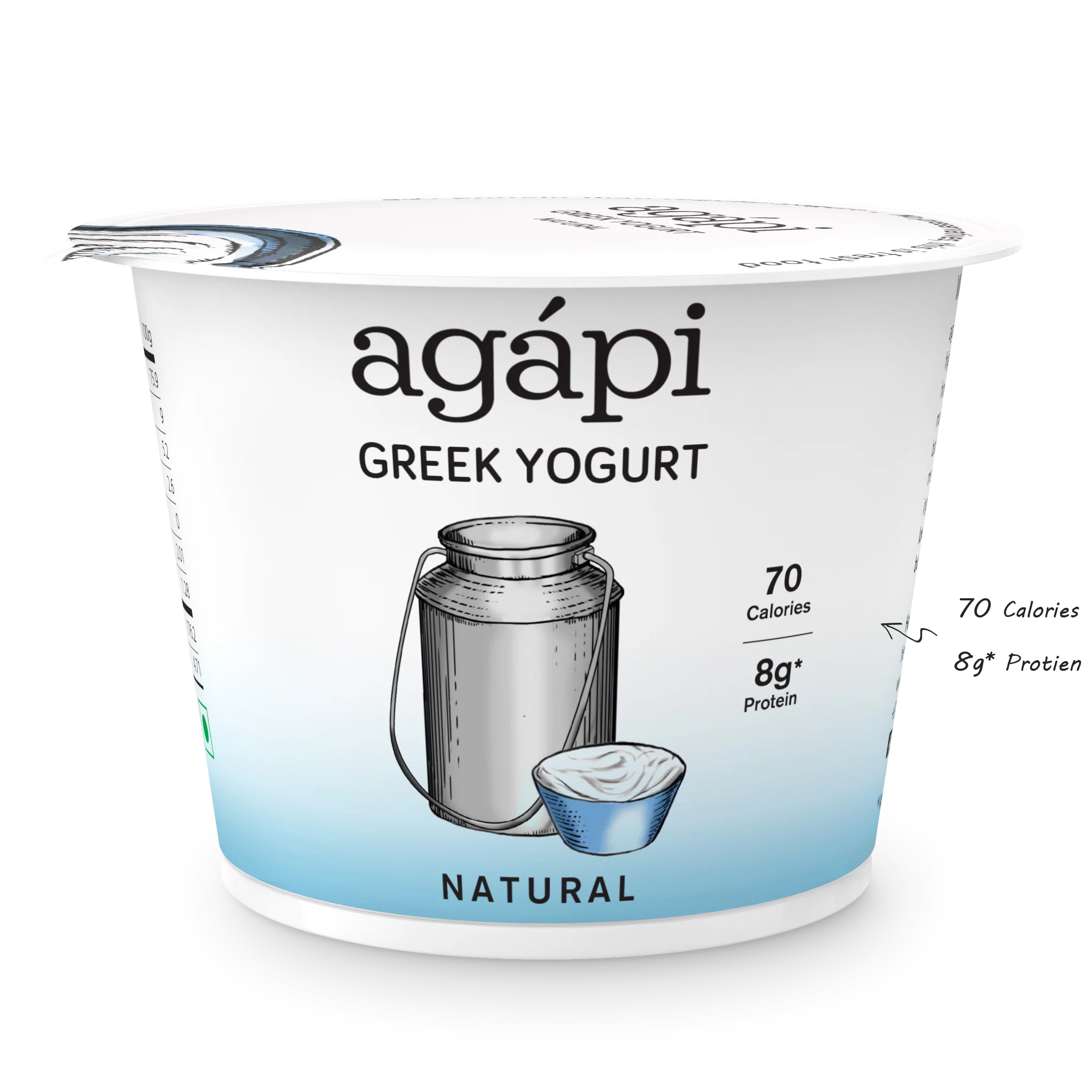 Yogurt | Greek - Natural - High In Protein, Lowest Added Sugar & No Preservatives - Agapi - 90gm