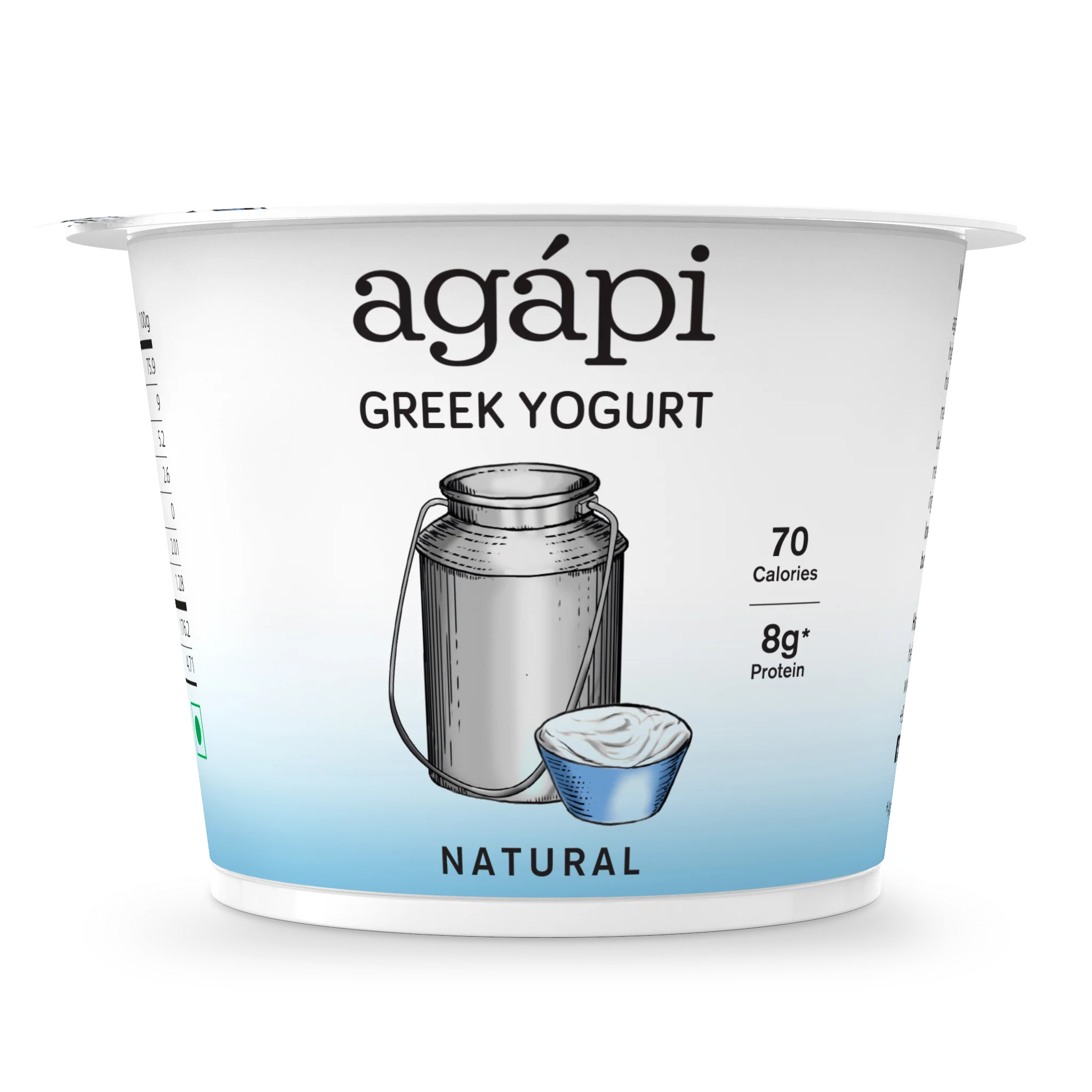 Yogurt | Greek - Natural - High In Protein, Lowest Added Sugar & No Preservatives - Agapi - 90gm
