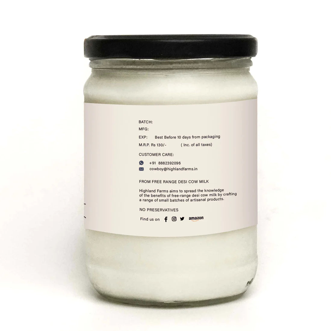 Yogurt | (Made With A2 Cow Milk) – Aravalli Grazed - Low Fat & No Preservatives – Highland Farms – 500gm