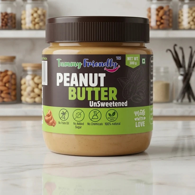 Butter | Peanut Butter (Unsweetened) – 100% Natural – No Added Preservatives, No Palm Oil – Tummy Friendly Foods – 300gm
