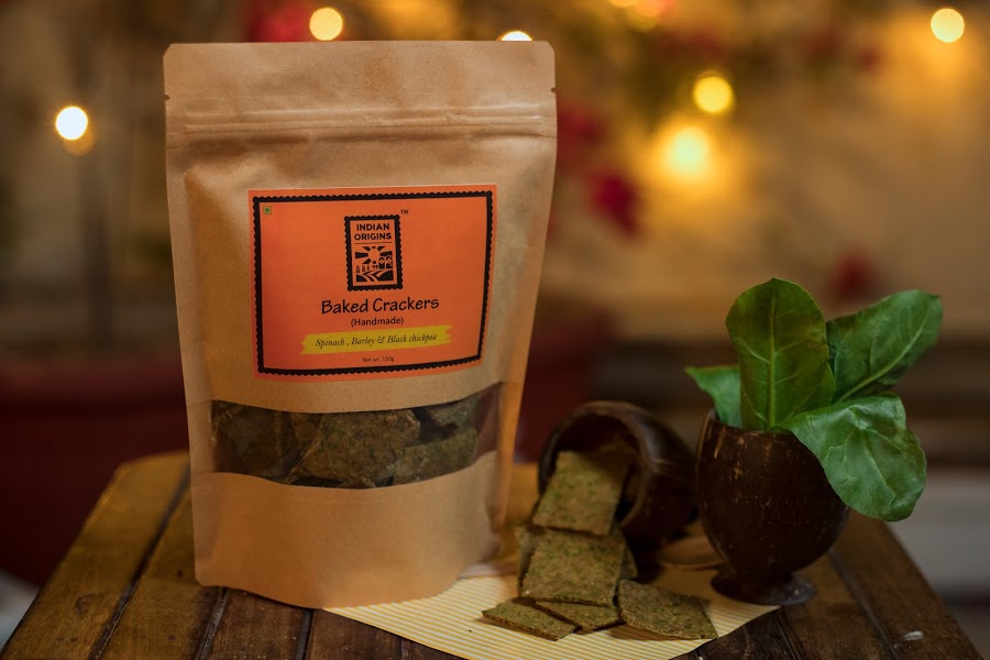 Baked Spinach Crackers - Indian Origins - 150gm