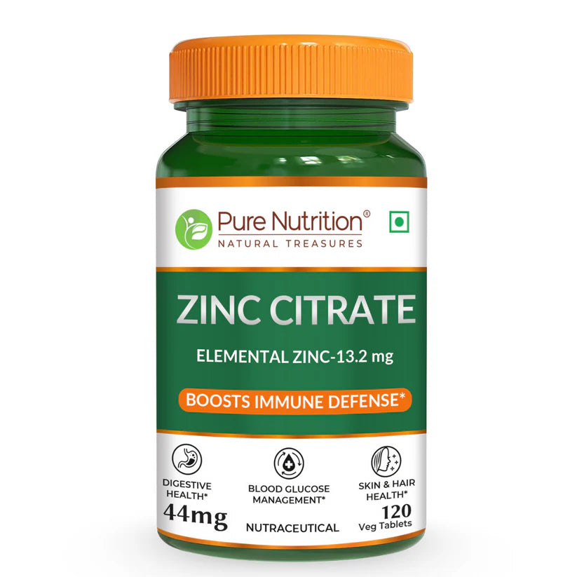 Zinc Citrate | Support Nerve Muscle, Joint, and Bone Health – Pure Nutrition – 800mg – 120 Veg Capsules
