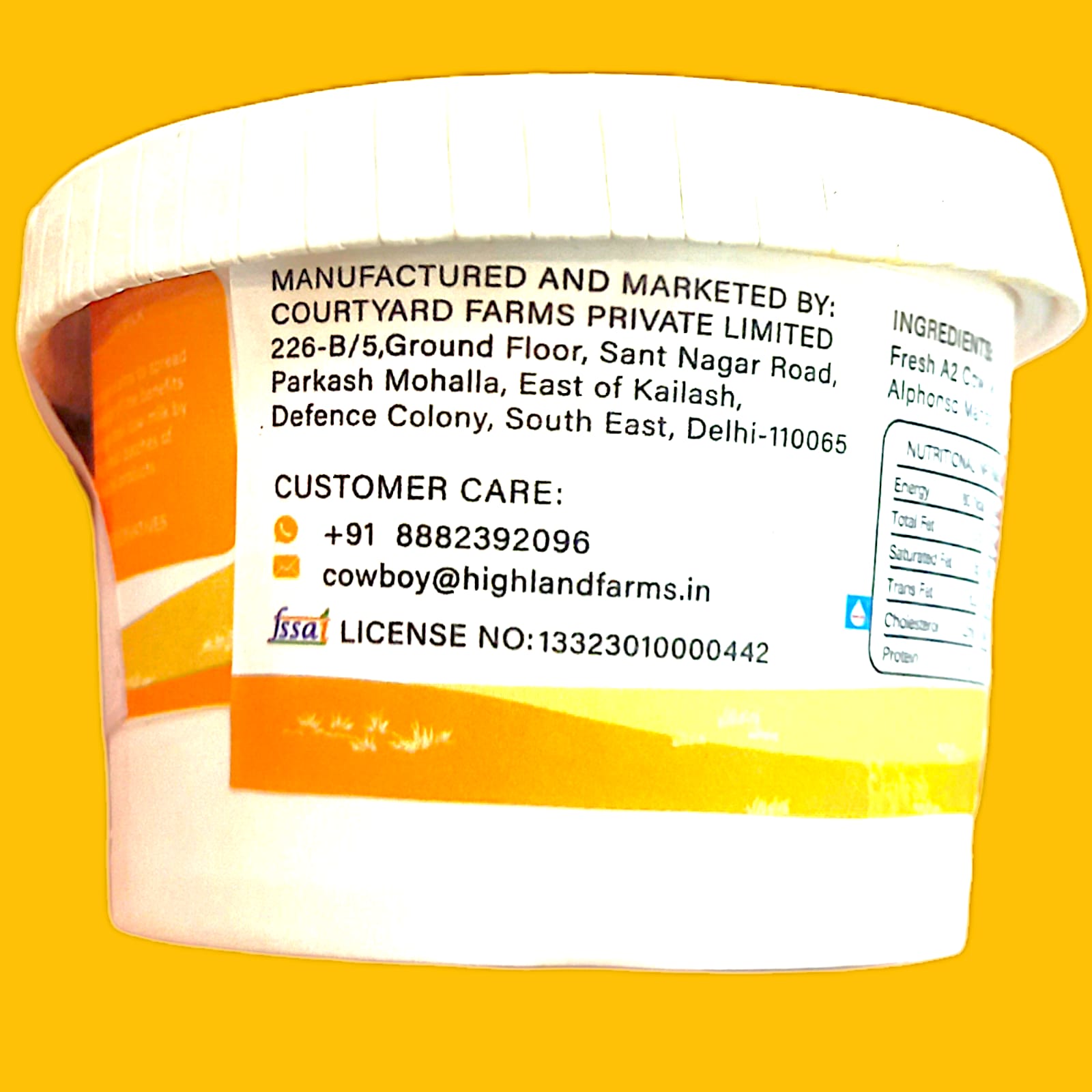 Yogurt | Frozen A2 Milk Yogurt (Mango) – Made With A2 Cow Milk – No Added Preservatives & No Artificial Flavour Or Colours – Highland Farms – 120gm