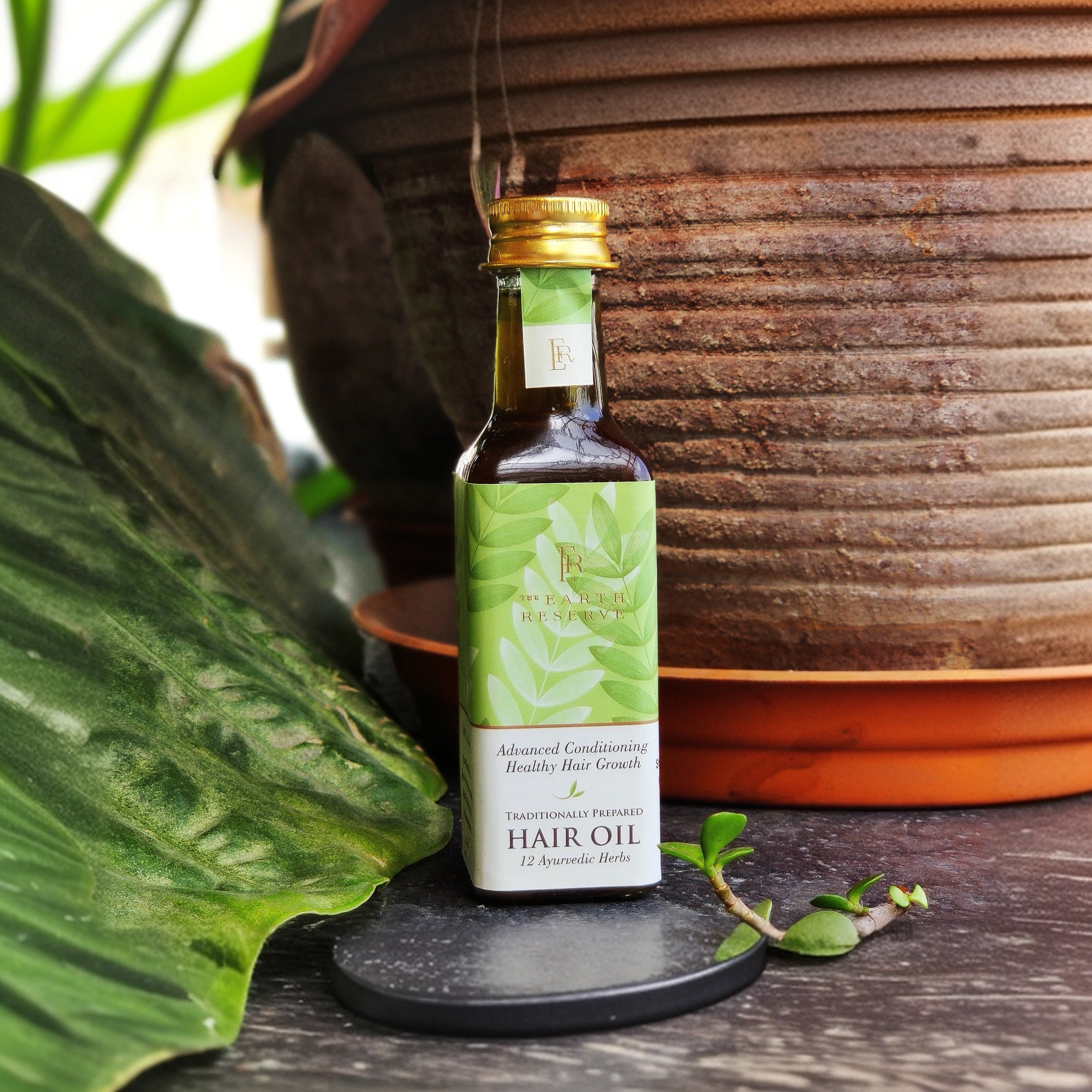 Hair Oil | 100% Natural Herb Enriched Hair Oil - 12 Ayurvedic Herbs - No Added Chemical - The Earth Rreserve - 100ml
