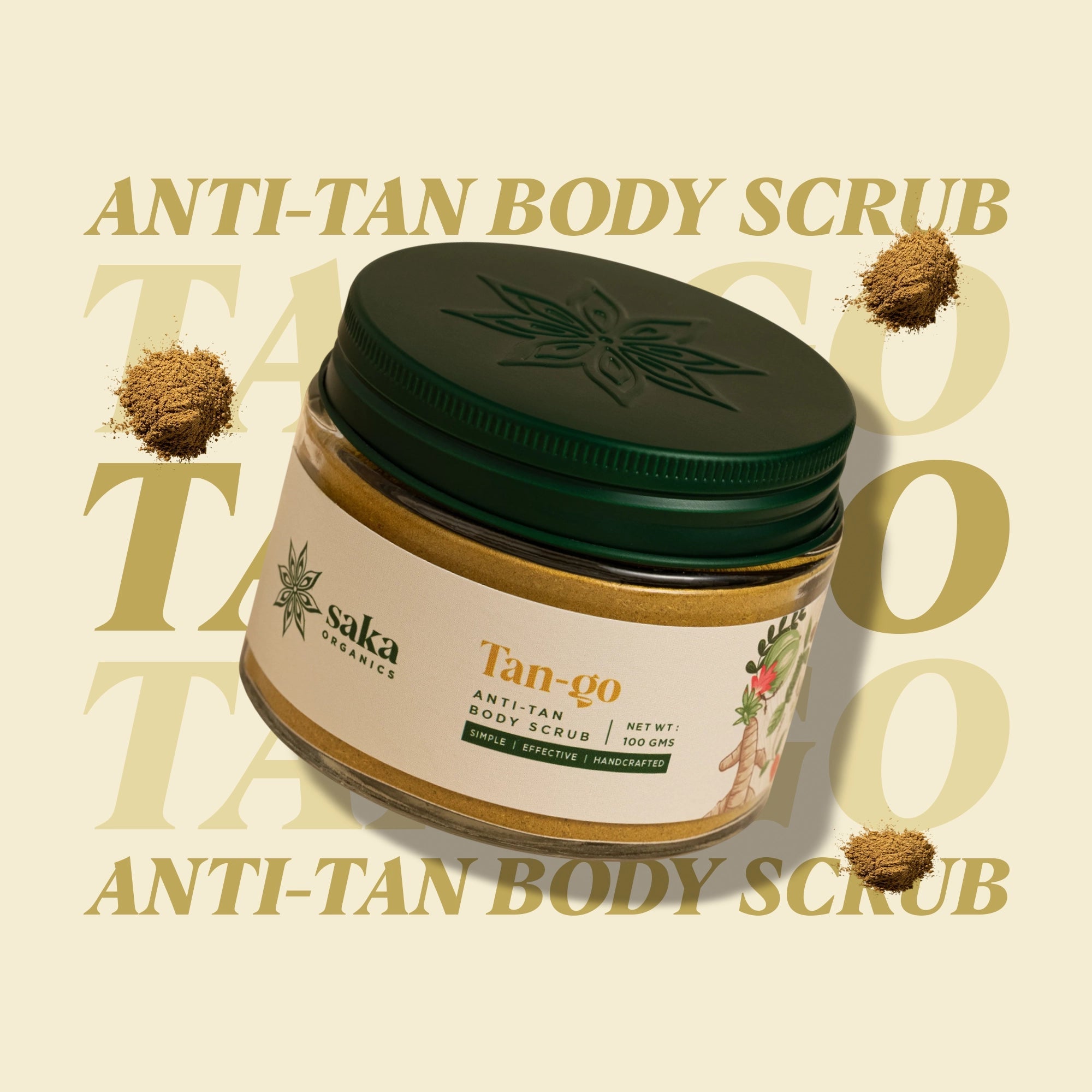 Body Scrub | Tan-Go - Anti Tan Body Scrub - Handcrafted - Saka Organics - 100gm