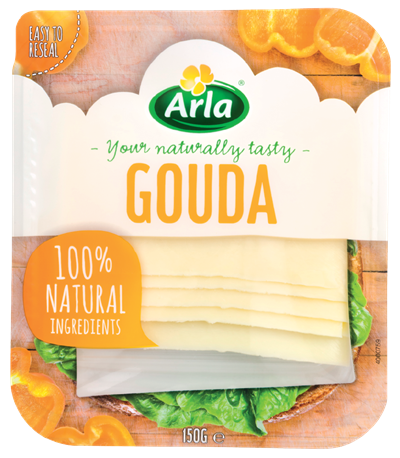 Gouda Slice Cheese - Great In Sandwiches And On Bread - Natural - Denmark - Arla - 150gm