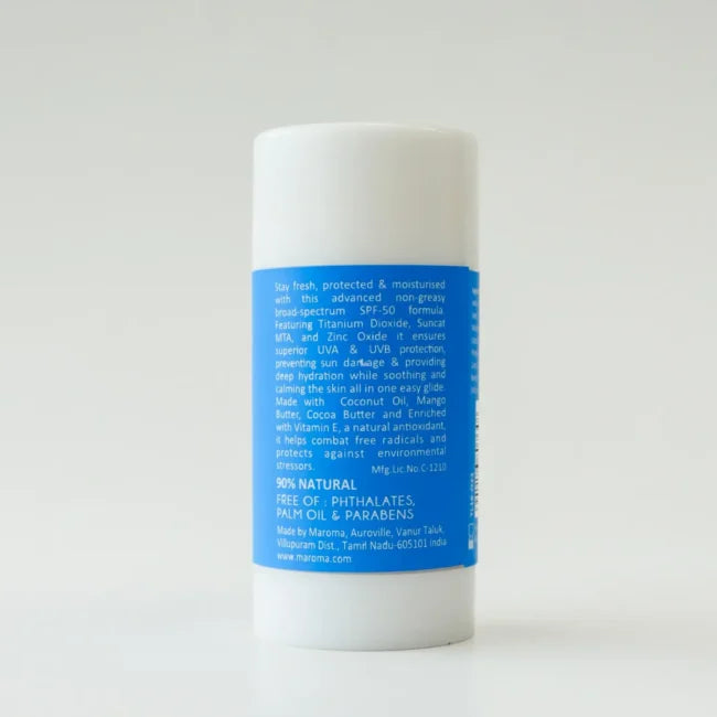 Roll On |Sun Stick SPF 45 PA+++ - Vegan - Protective, Hydrating, Nourishing - Conscious Ingredients, Cruelty Free- Maroma - 50ml