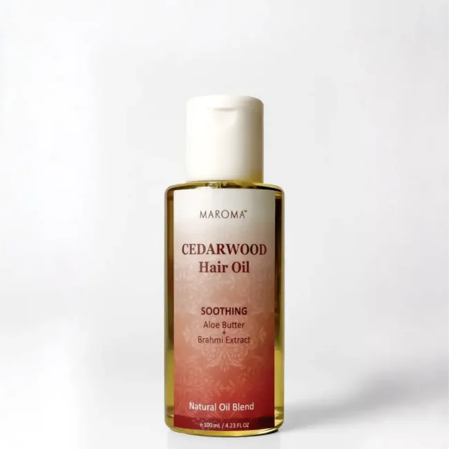 Hair Oil | Cedarwood Hair Oil with Aloe Butter and Brahmi Extract - Natural Oil Blend, Vegan -Scalp Health, Hair Strengthening-Frizz Control, Dandruff - Maroma - 100ml