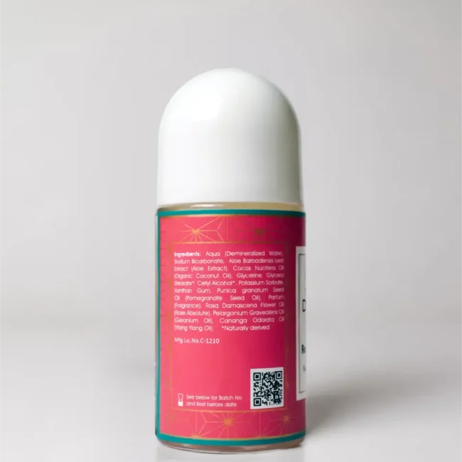 Roll On | Rose and Pomegranate Deodorant - Vegan - Dry & Dehydrated Skin, Sensitive Skin, Tired or Stressed Skin-No Alcohol, No Parabens, No Aluminium Salts - Maroma - 50ml