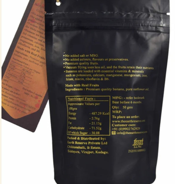 All Natural Vacuum Fried Seasoned Banana Crisps - The Earth Reserve - 50gm