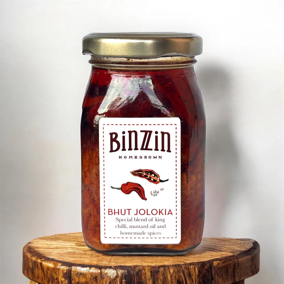 Bhut Jolokia | Special Blend Of King Chilli, Mustard Oil And Hommade Spices – No Artificial Flavours Or No Artificial Colours – Binzzin – 200gm