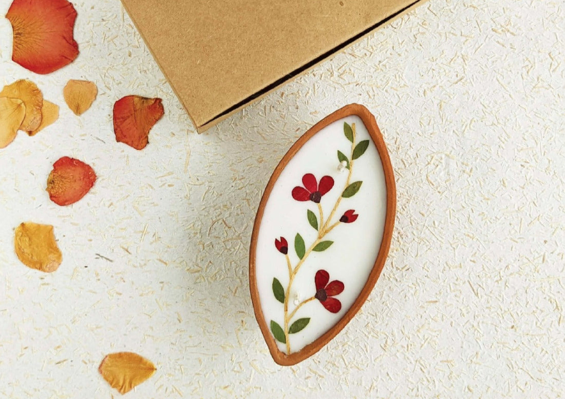Diya | Boat Diya Single – Handcrafted – Eco Friendly Soy Wax, No Chemical & No Harmful Fumes – Nature’s Soul - 13x6.2cm