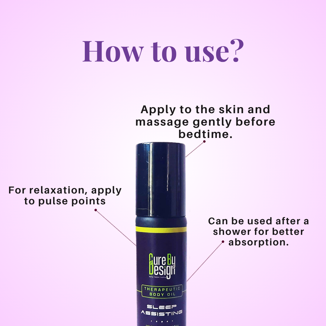 Body Oil | Theraputic Body Oil (Sleep Assisting) - Infused With Hemp Seed Oil - Cure By Design - 10ml