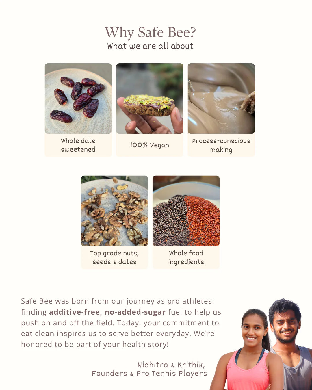 Most Chocolatiest Granola Ever - Date sweetened & Heavy Metal Tested- 100% Vegan, Gluten Free, Plant Based , Clean Snack -No additives, No Added Sugar, No Syrups– Safe Bee – 60gm