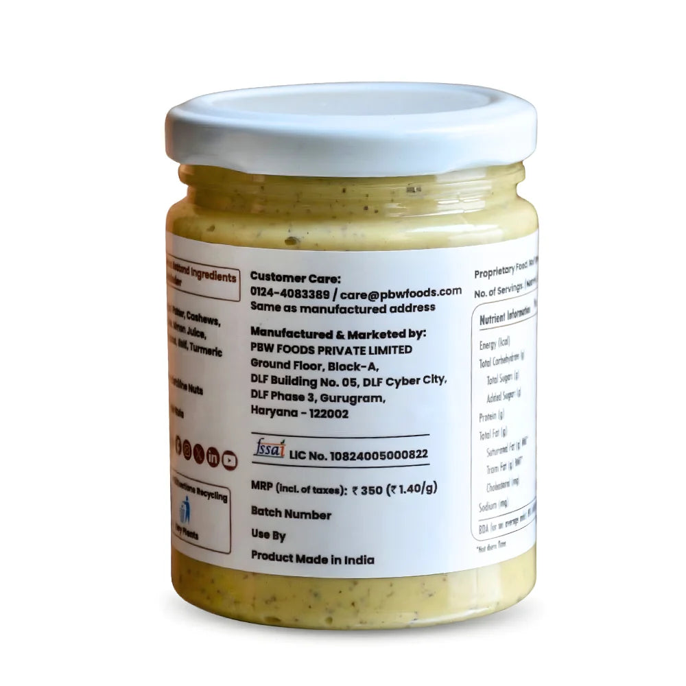 Spread | Cashew Mustard Spread - 100% Dairy-Free, Eggless-Zero Artificial Preservatives, Zero Processed Oils-Plant Based Whole Food- 250ml