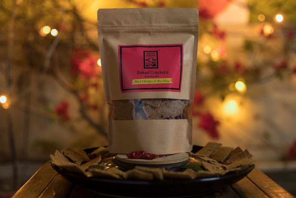 Black Chickpea & Rice Flour Crackers – Indian Origins – 150gm