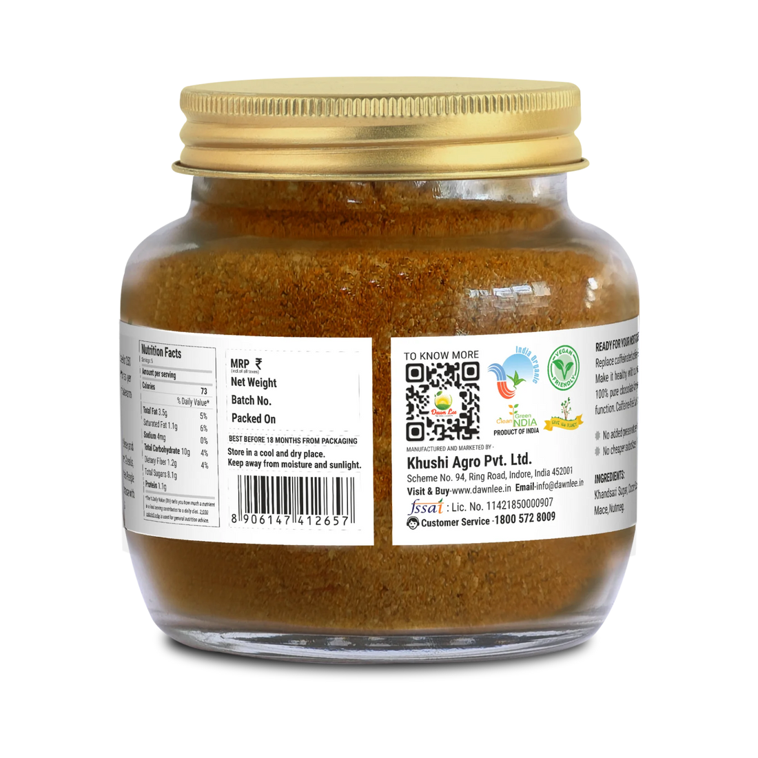 Chocolate Latte | Goodness of Cocoa Beans, Mamra Almonds - Vegan, No Added Preservatives – Dawn Lee – 150gm