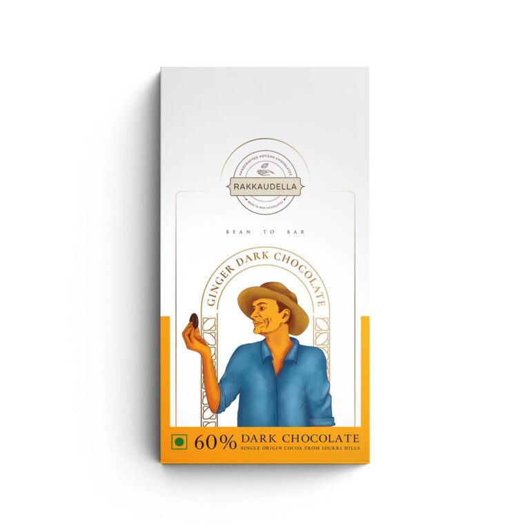 Dark Chocolate| 60% Dark Chocolate With Ginger - Handcrafted Artisan Chocolate - Bean To Bar - Vegan ,No Added Flavour -Rakkaudella- 65gm