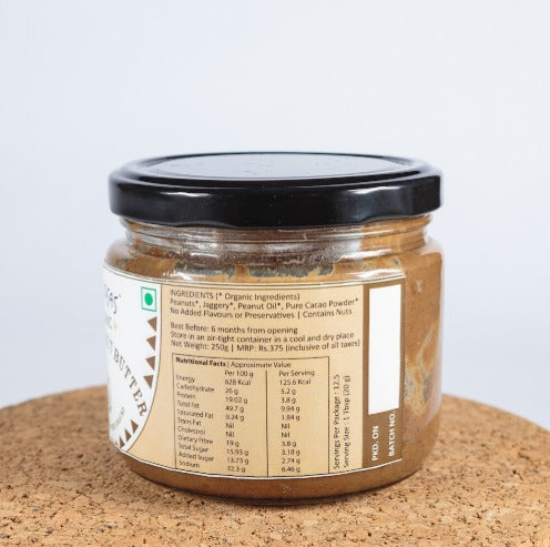 Peanut Butter | Stone Ground Choco Peanut Butter - Organic - No Added Flavours & No Preservatives - Wild Ideas - 250gm