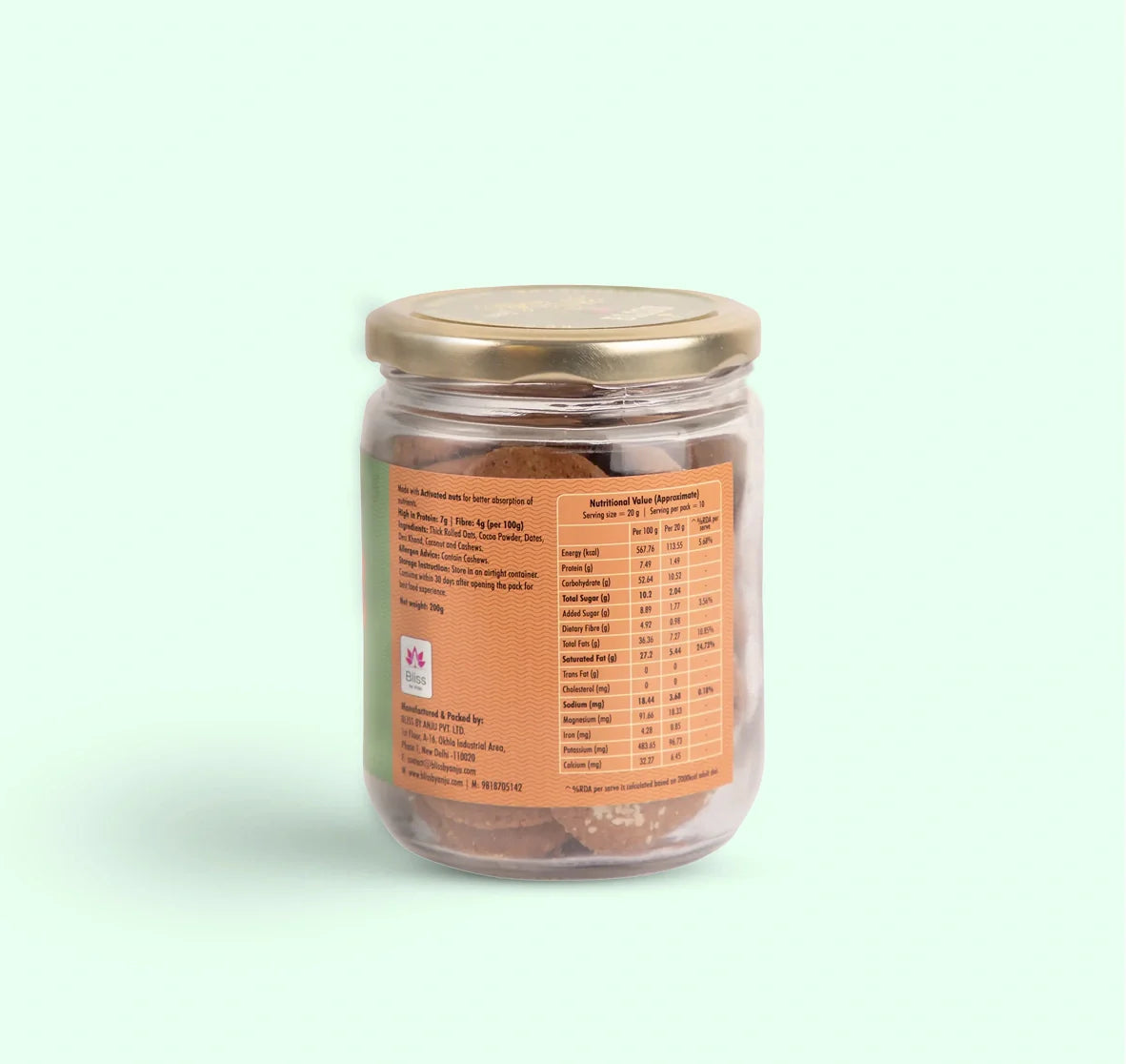 Biscuits | Cocoa Oats Cookies– Gluten Free, Preservatives Free, Butter Free & Refined Sugar Free - Bliss Box Foods – 200gm