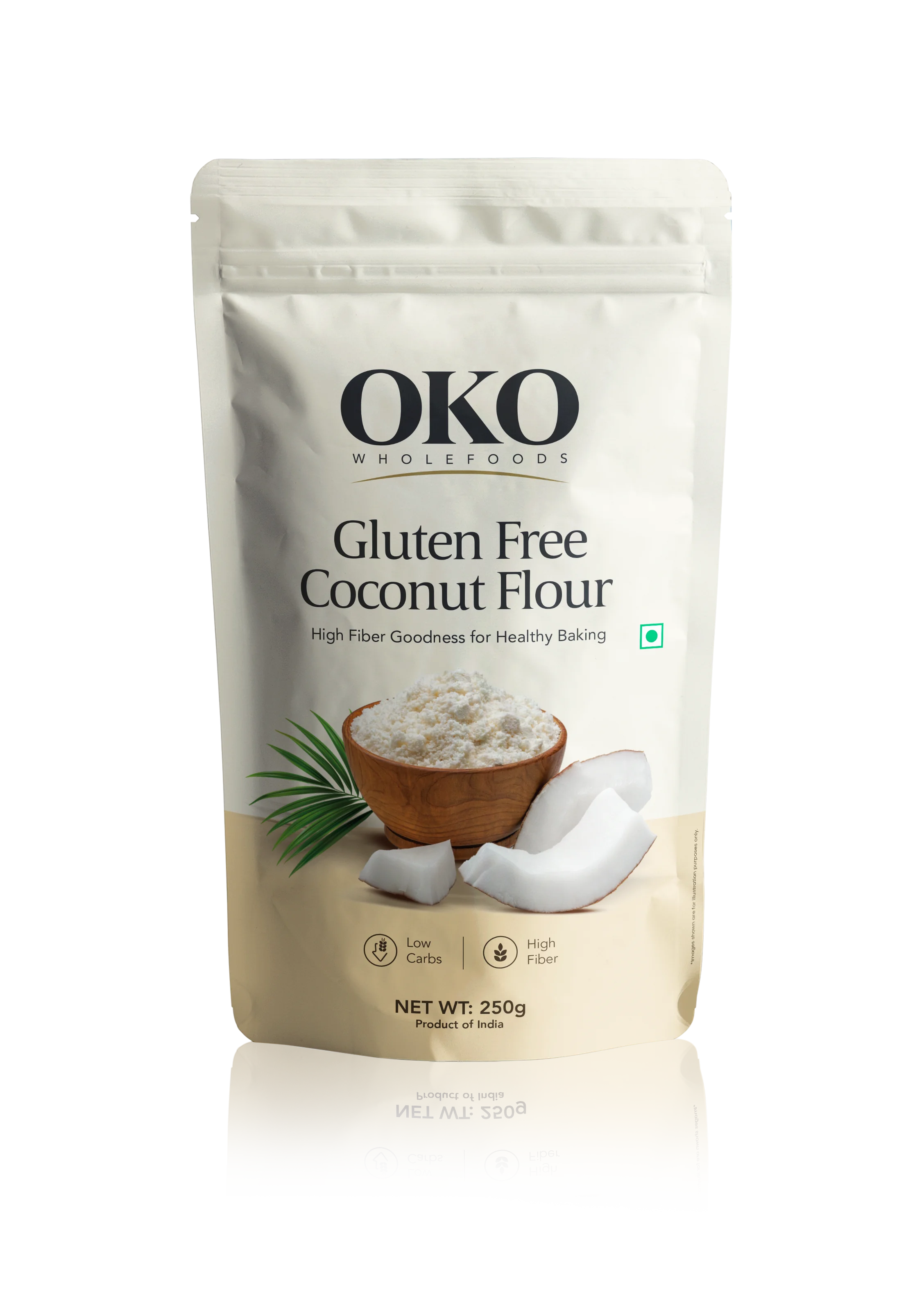 Flour | Gluten Free Coconut Flour -High Fibre ,Low Carbs - No Preservatives - OKO Whole Food -250gm