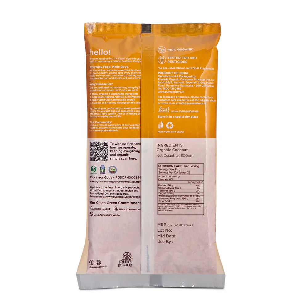 Coconut Flour - Organic - Gluten Free - Pure And Sure - 350gm
