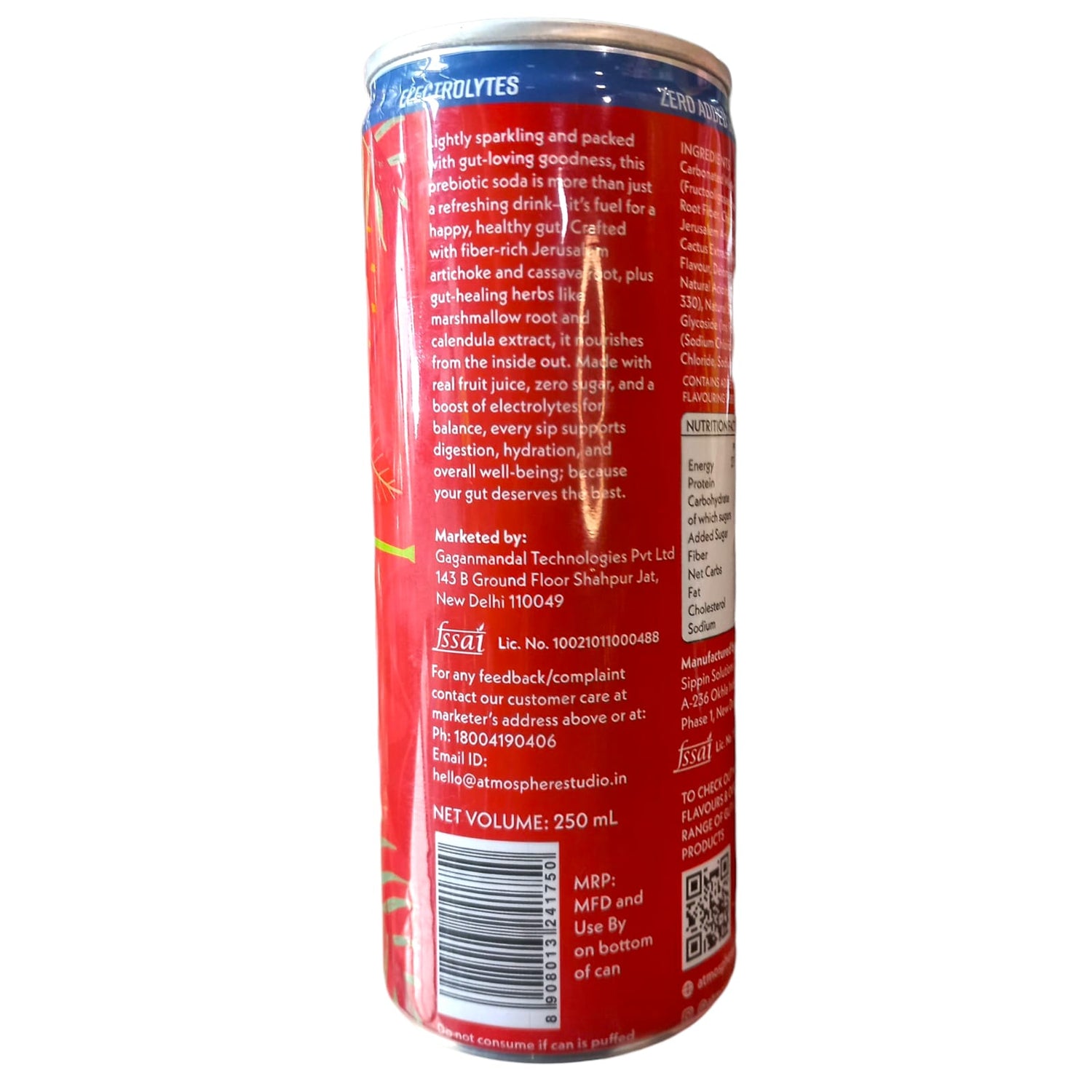 Soda | Classic Cola Prebiotic Soda - Made With Real Fruit - No Added Sugar - Atmosphere - 250ml