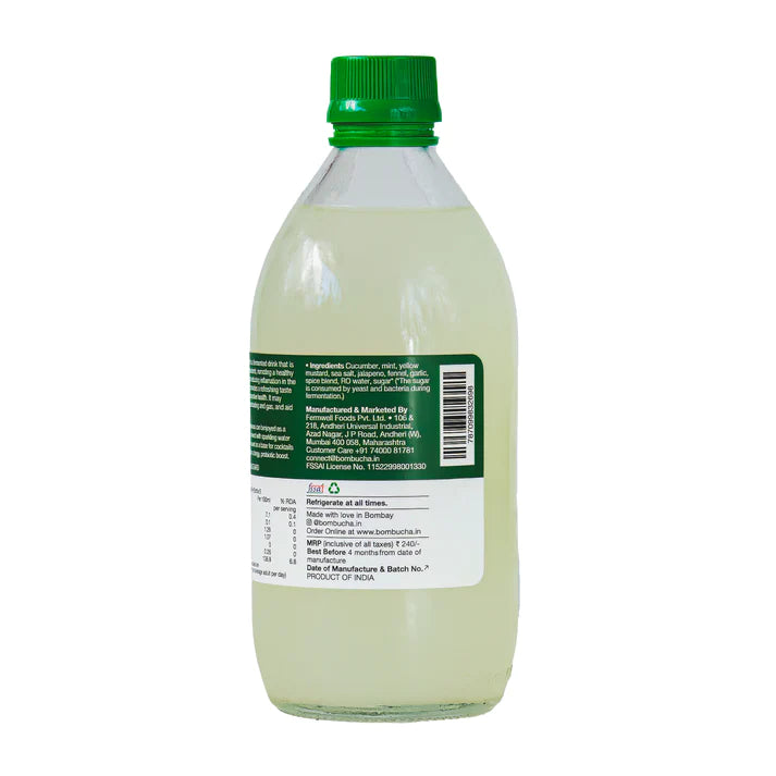 Cucumber kvass | Fermented Cucumber Tonic - Raw & Unpasteurized - Gut Health Booster, No Added Vinegar, Artificial Flavors & Preservatives - Bombucha- 500ml