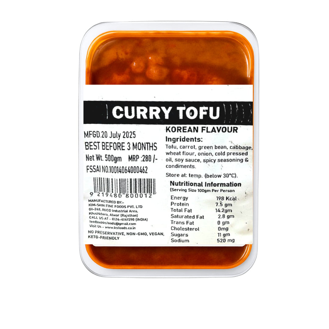 Tofu | Curry Tofu - Korean Flavour - Vegan, Non GMO, Keto Friendly & No Added Preservatives - Nature&