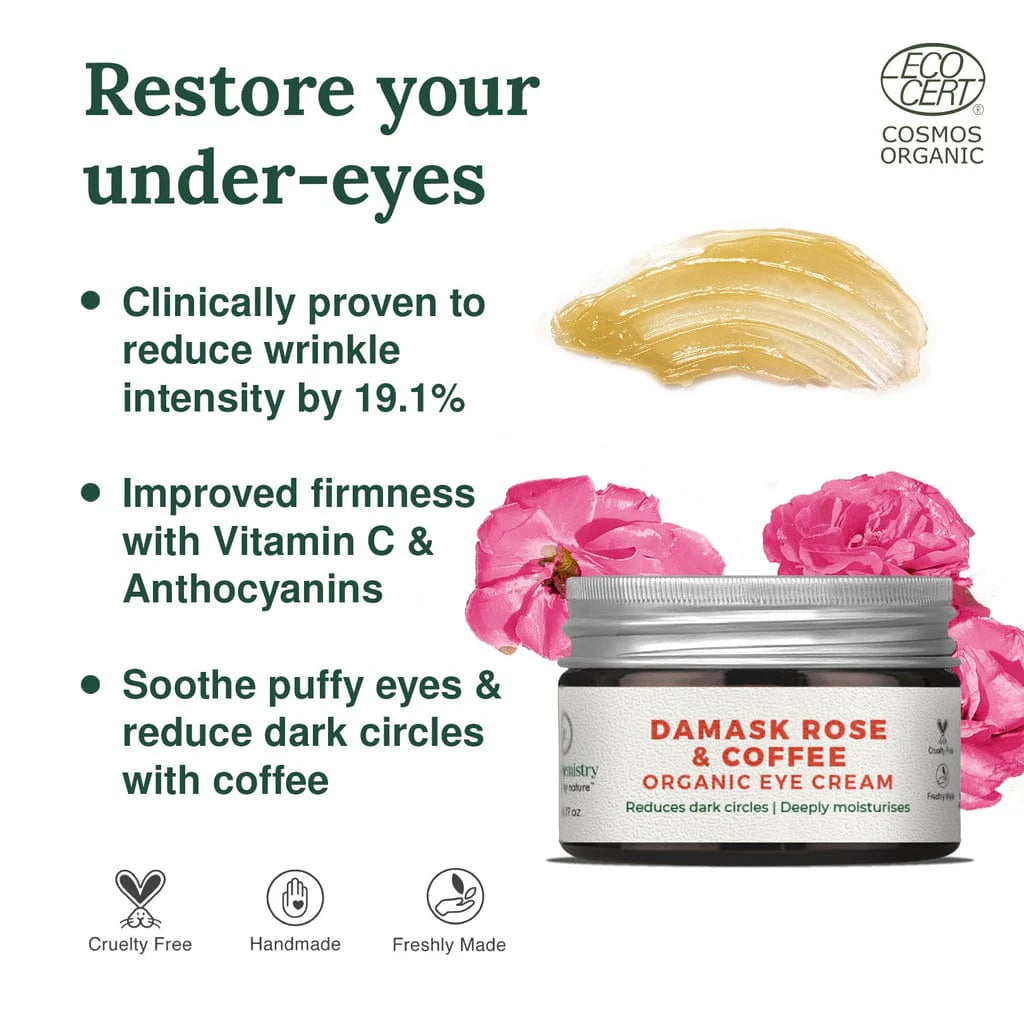 Damask Rose & Coffee Organic Eye Cream - Juicy Chemistry - 5gm