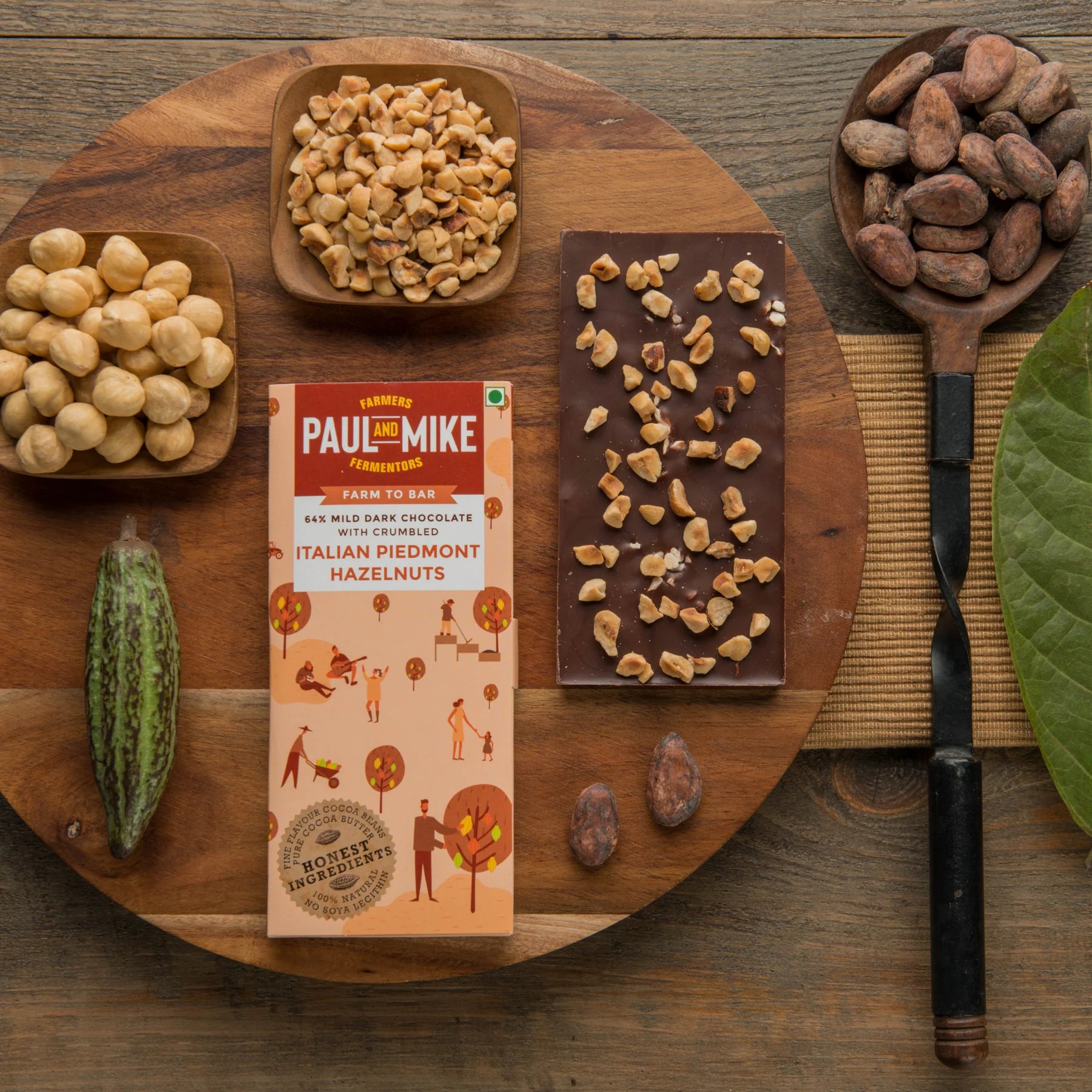Dark Chocolate | 64% Dark Italian Piedmont Hazelnut Chocolate – Paul & Mike – 68gm