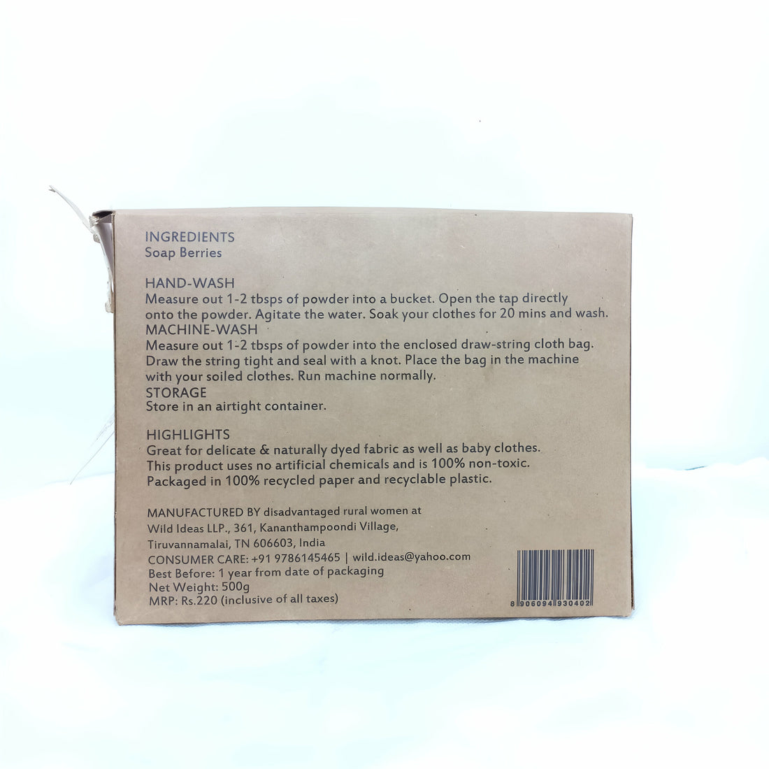 Laundry Powder | (Made From Fruits Peel & Seeds) - Citrus + - Natural - Wild Ideas - 500gm