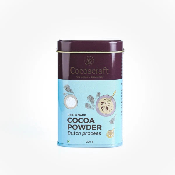 Chocolate | Dutch Process High-Fat Cocoa Powder- Rich & Dark Cocoa - Made in Kerala from Single - Origin Cocoa – Vegan -No Vegetable Oil, No Artificial Flavours- Cocoacraft – 200gm