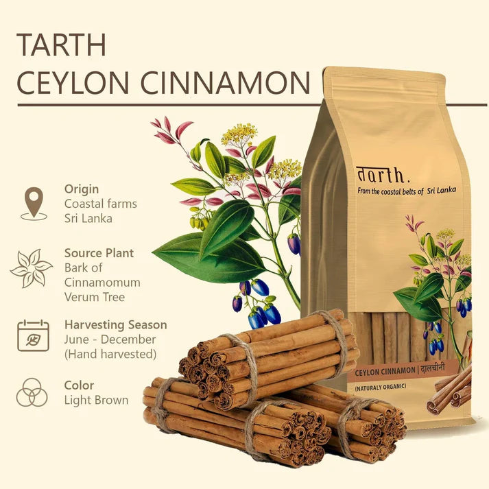 Ceylon Cinnamon Powder | Naturally Organic – Sri Lankan Cinnamon – Tarth – 50gm