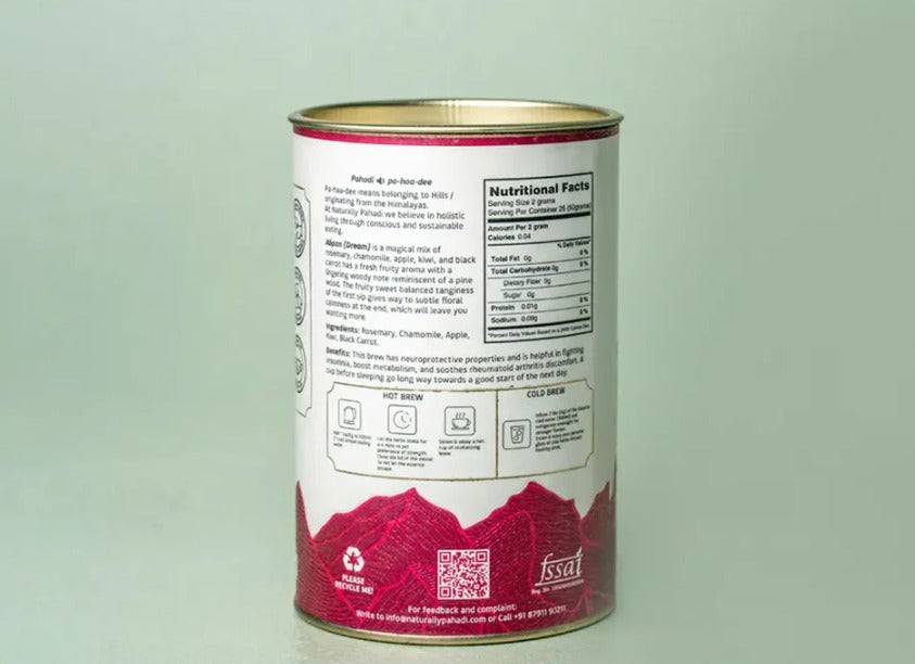 Tea | Floral Herbal (A Perfect Blend Of Rosemary, Chamomile, Apple, Kiwi & Black Carrot) - Xopan - Naturally Grown - Boosts Metabolism, Fight Insomnia And Rejuvenates Mind - Chemical Free & Caffeine Free - Naturally Pahadi - 30gm