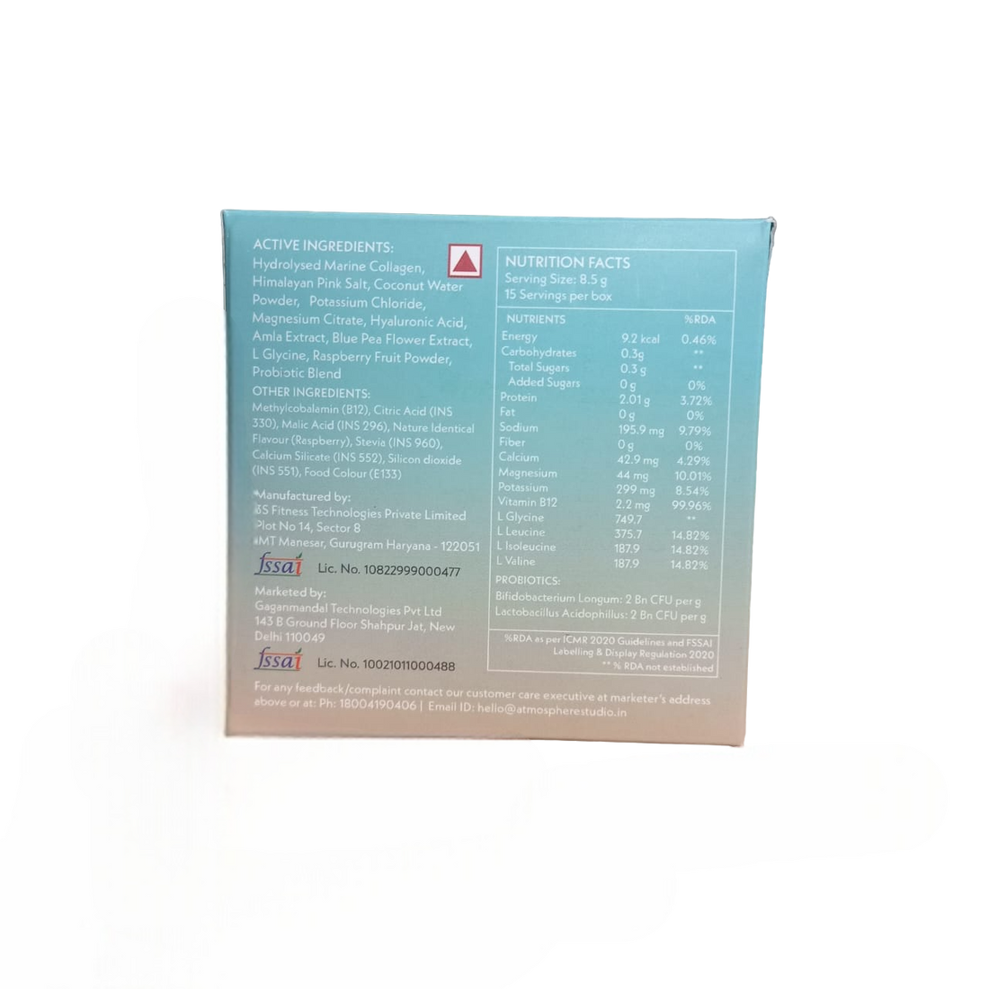 Electrolyte Powder | Blue Raspberry Skin-Ade - Hydrating Electrolyte Mix (With Collagen, Blue Pea + Hyaluronic Acid) - For Adults - No Added Sugar – Atmosphere – 127.5g