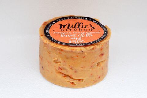 Vegan Cheese | Burnt Red Chillies & Garlic Cheese Spread - Dairy Free, & Cholesterol Free – Millie’s Kitchen – 150gm