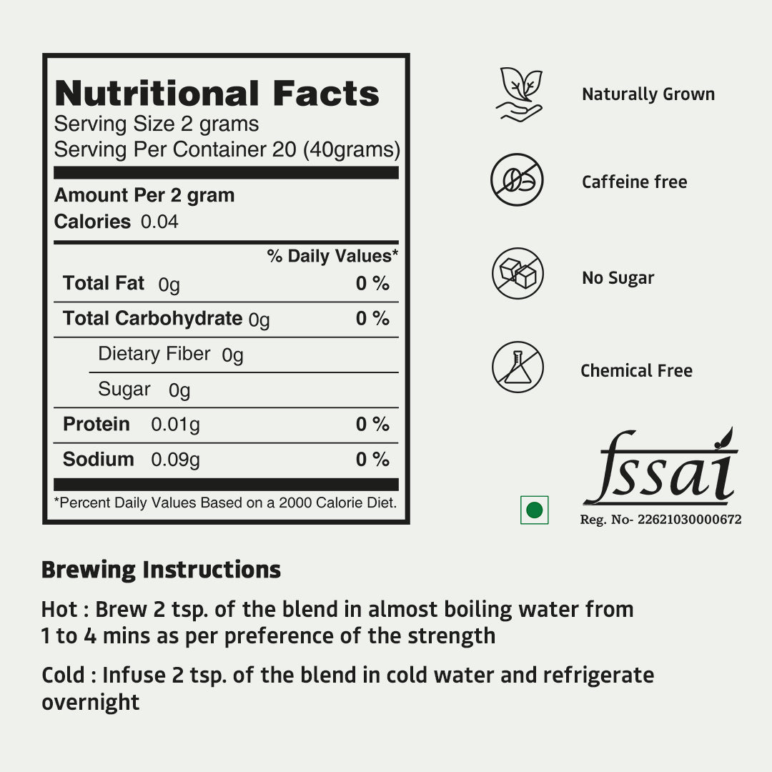Tea | Floral Herbal (A Perfect Blend Of Lemongrass, Sea buckthorn Berries, Blue Pea & Ginger) – Hach Ch’l – Boost Immunity – Lowers Hypertension – Elevates Mood – Naturally Grown – Sugar Free, Chemical Free & Caffeine Free – Naturally Pahadi – 50gm