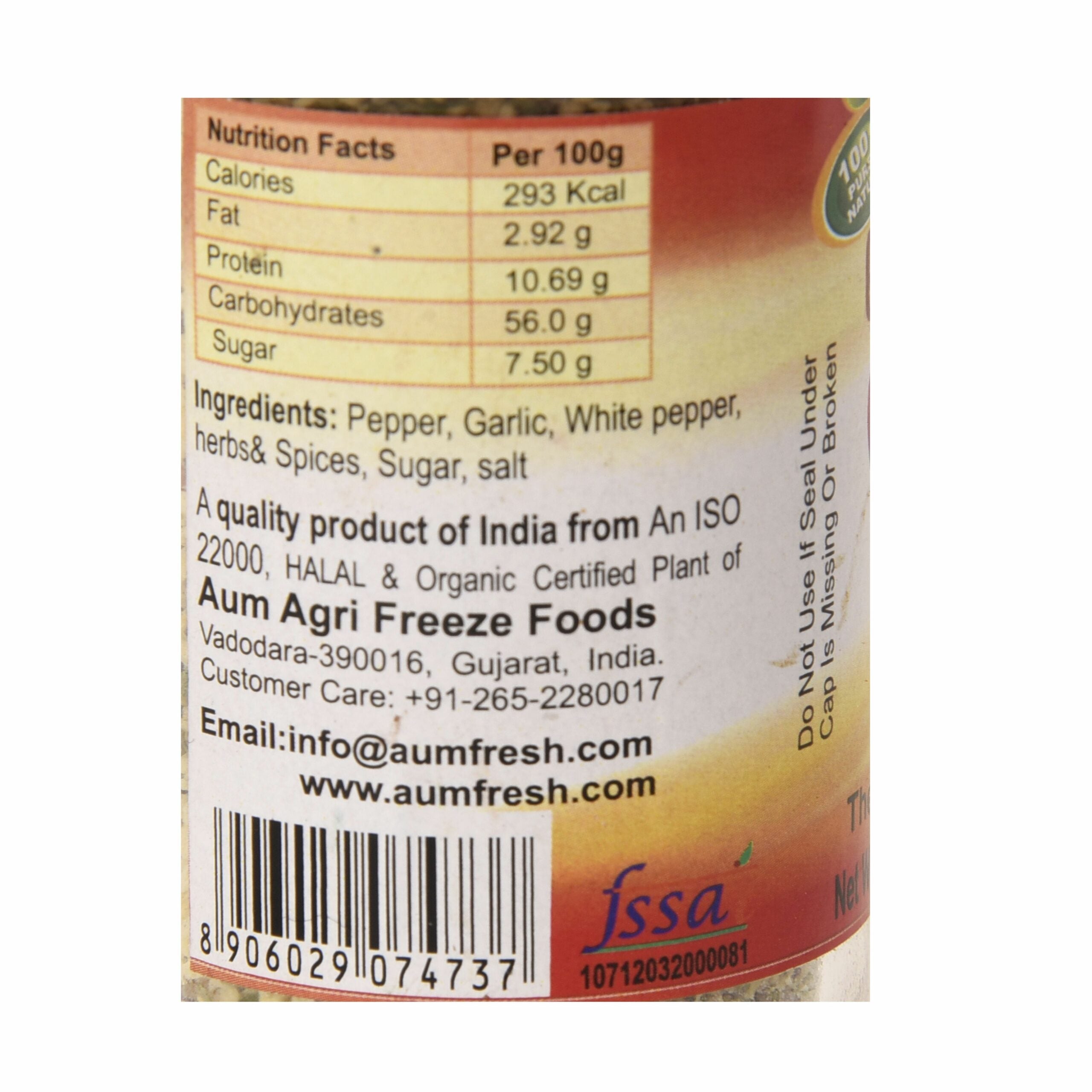 Garlic Pepper Seasoning - Aum Fresh - 40gm