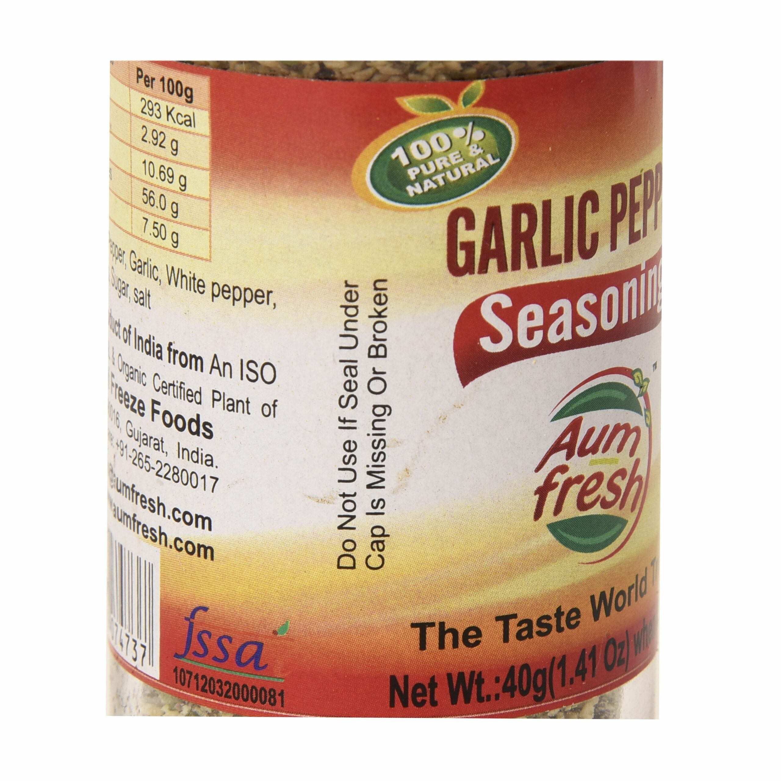 Garlic Pepper Seasoning - Aum Fresh - 40gm