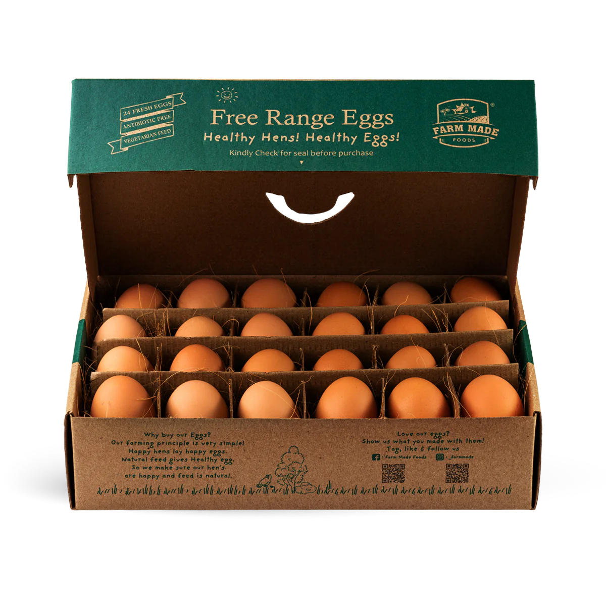 Eggs | Free Range Eggs – No Antibiotics & Hormone Free – Farm Made – 6Pieces
