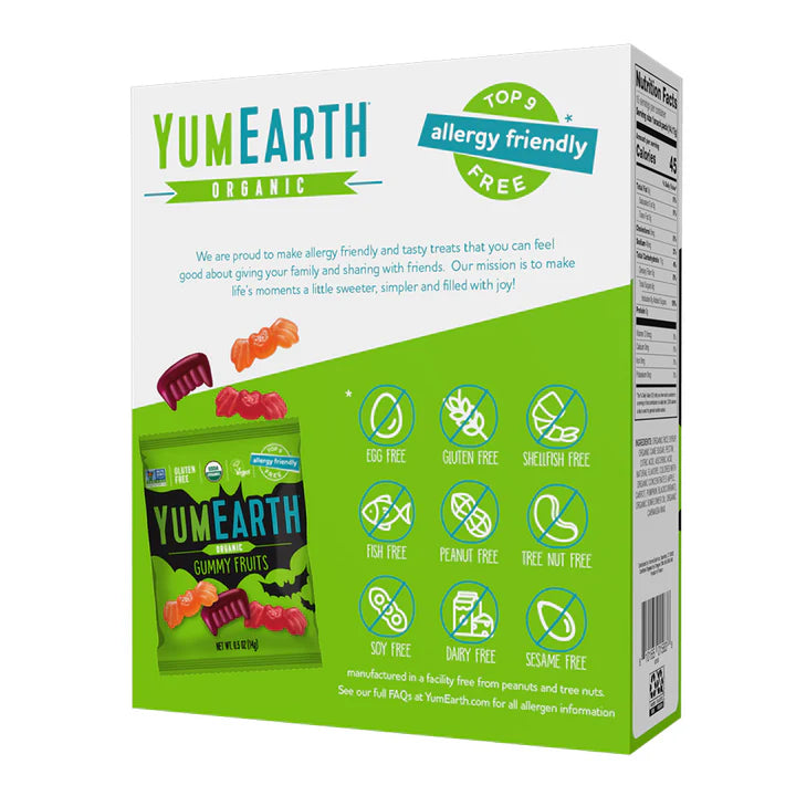 Gummy Fruits | Halloween - USDA Organic - Vegan, Gluten Free, Non GMO & No High Fructose Corn Syrup Or No Artificial Dyes - Yum Earth - 212.5gm