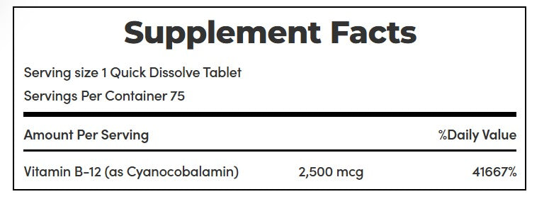 Vitamin B-12 | 2500mcg - Energy Health - Aids In The Conversion Of Food Into Energy - Gluten Free, No Artificial Flavor, Sugar Free, Dairy Free, No Soy & Sodium Free - Nature&