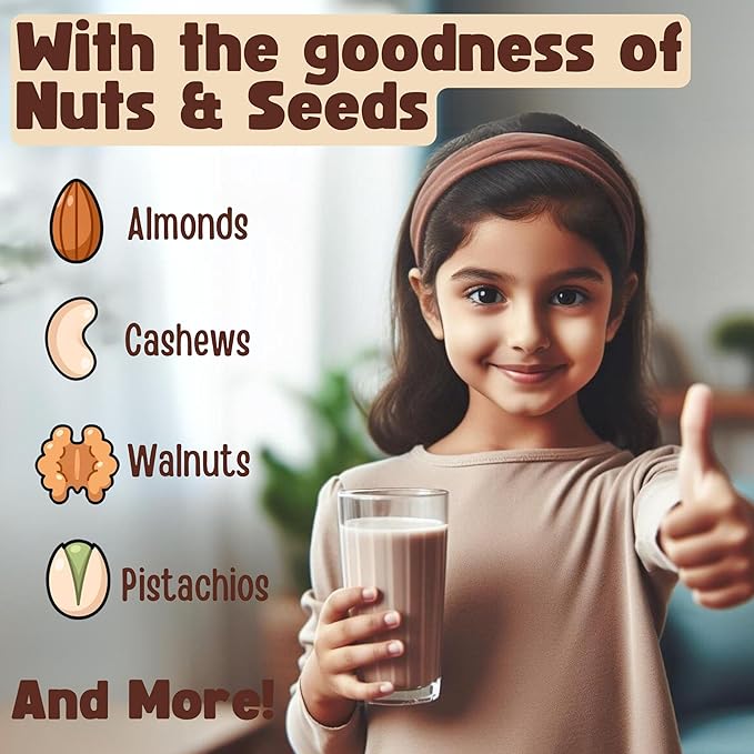 Chocolate Milk Mix | (With The Goodness Of Nuts & Seeds) - 100% Natural - No Added Sugar, Chemical & No Added Preservatives - Tummy Friendly – 50gm