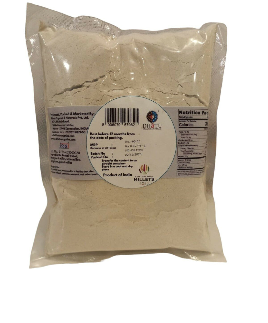 Millet Flour | Mixed Millet Flour - Naturally Gluten Free - Dhatu Organic - 500gm