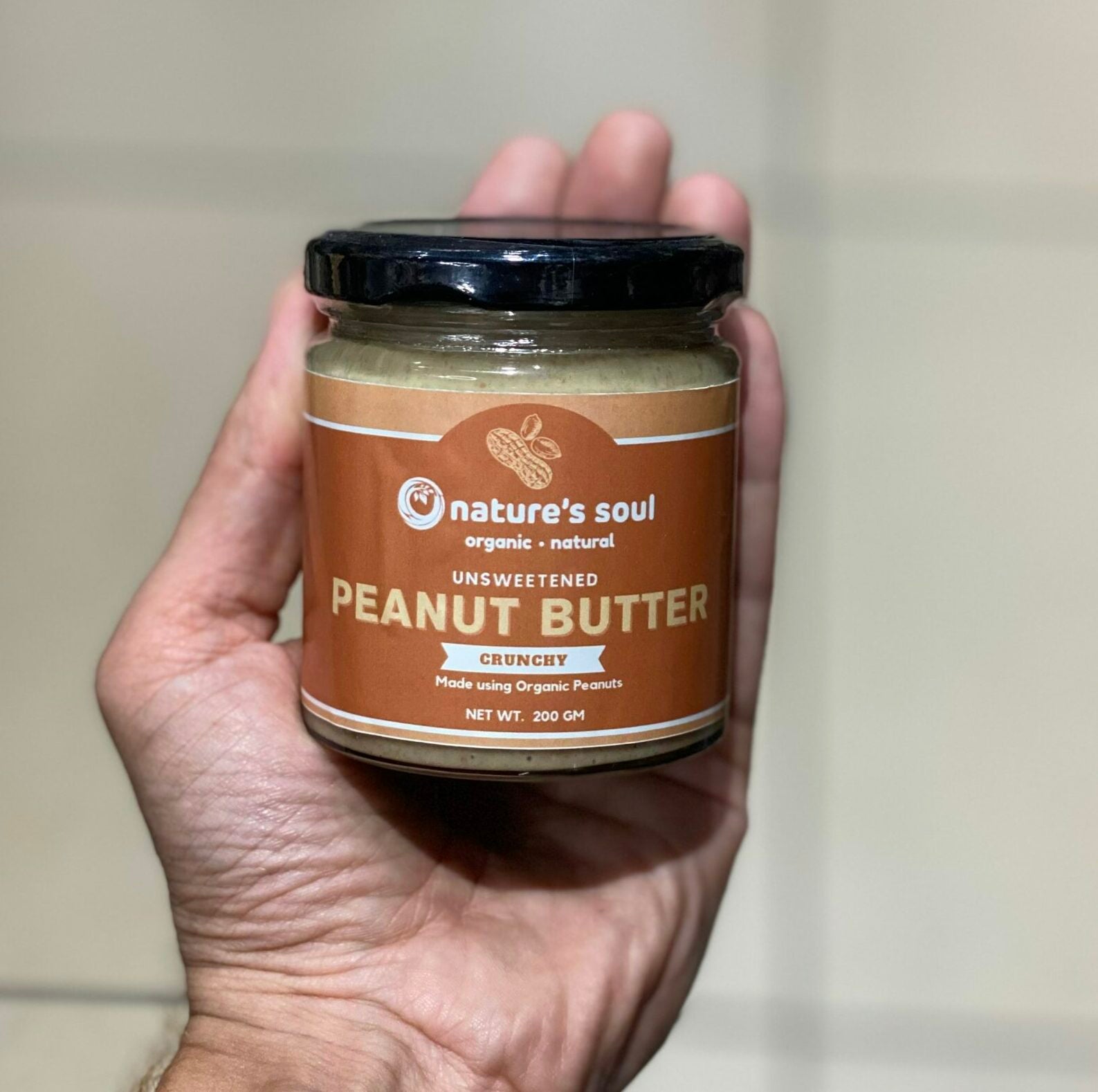 Peanut Butter | Unsweetened (Made from Certified Organic Peanuts) - Crunchy - Nature’s Soul – 200gm