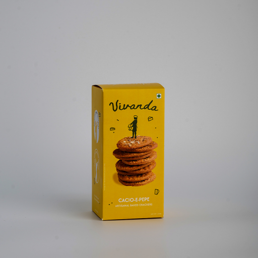 Crackers | Cacio e Pepe Crackers -Crackers Loaded with Cracked Pepper, Baked Cracker -No Preservatives– Vivanda– 125gm
